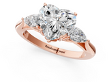 Rose gold Three-Stone Heart Cut Diamond Ring with Pear Side Stones in Four-Prong Setting_174
