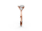 Rose gold Three-Stone Heart Cut Diamond Ring with Pear Side Stones in Four-Prong Setting_175