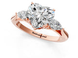 Rose gold Three-Stone Heart Cut Diamond Ring with Pear  Side Stones in Four-Prong Setting_19