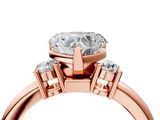 Rose gold Three-Stone Heart Cut Diamond Solitaire with Prong Setting and Classic Band_57