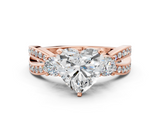 Rose gold Three-Stone Heart Cut Diamond Twist Band with Prong Setting_43