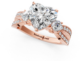Rose gold Three-Stone Heart Cut Diamond Twist Band with Prong Setting_44