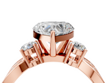 Rose gold Three-Stone Heart Cut Diamond Twist Band with Prong Setting_47
