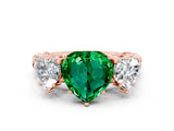 Rose gold Three-Stone Heart Cut Emerald Braided Band Ring with Four-Prong Setting_12