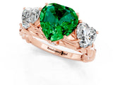 Rose gold Three-Stone Heart Cut Emerald Braided Band Ring with Four-Prong Setting_13