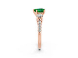 Rose gold Three-Stone Heart Cut Emerald Pavé Band with Four-Prong Setting_2
