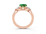 Rose gold Three-Stone Heart Cut Emerald Ring with Pear  Side Stones in Four-Prong Setting_39