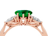 Rose gold Three-Stone Heart Cut Emerald Ring with Pear  Side Stones in Four-Prong Setting_40
