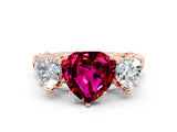 Rose gold Three-Stone Heart Cut Garnet Braided Band Ring with Four-Prong Setting_12