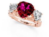 Rose gold Three-Stone Heart Cut Garnet Braided Band Ring with Four-Prong Setting_13