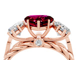 Rose gold Three-Stone Heart Cut Garnet Braided Band Ring with Four-Prong Setting_16