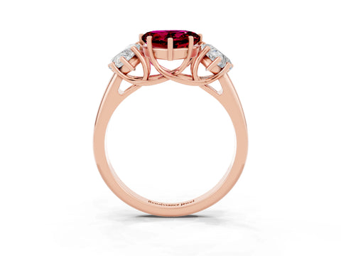 Rose gold Three-Stone Heart Cut Garnet Engagement Ring with Prong Setting_3