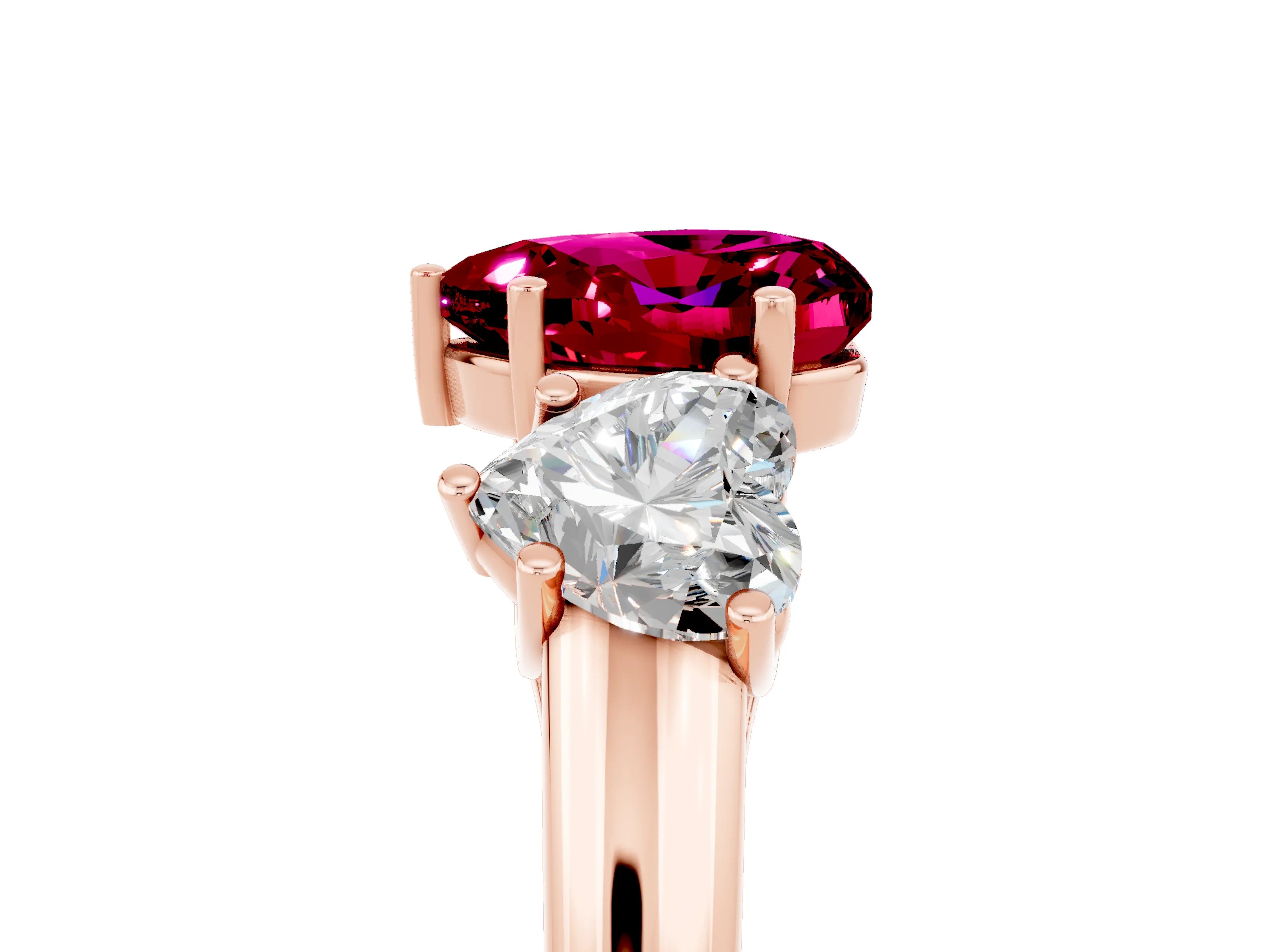 Rose gold Three-Stone Heart Cut Garnet Engagement Ring with Prong Setting_5