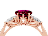 Rose gold Three-Stone Heart Cut Garnet Ring with Pear  Side Stones in Four-Prong Setting_40