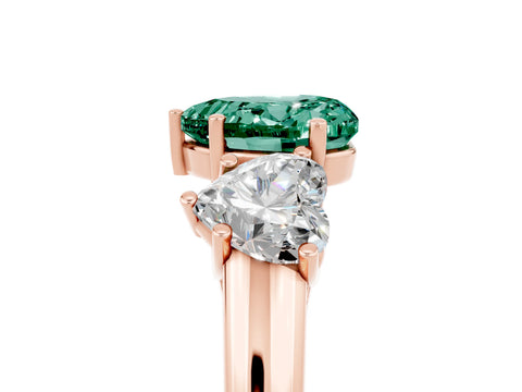 Rose gold Three-Stone Heart Cut Green Sapphire Engagement Ring with Prong Setting_5