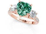 Rose gold Three-Stone Heart Cut Green Sapphire Pavé Band with Four-Prong Setting_1