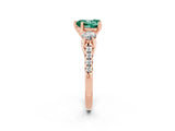 Rose gold Three-Stone Heart Cut Green Sapphire Pavé Band with Four-Prong Setting_2