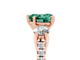 Rose gold Three-Stone Heart Cut Green Sapphire Pavé Band with Four-Prong Setting_5