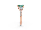 Rose gold Three-Stone Heart Cut Green Sapphire Ring with Pavé Band and Prong Setting_14