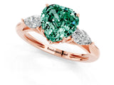 Rose gold Three-Stone Heart Cut Green Sapphire Ring with Pear  Side Stones in Four-Prong Setting_13