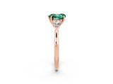 Rose gold Three-Stone Heart Cut Green Sapphire Ring with Pear  Side Stones in Four-Prong Setting_14