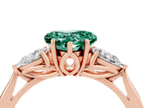 Rose gold Three-Stone Heart Cut Green Sapphire Ring with Pear  Side Stones in Four-Prong Setting_16