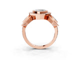 Rose gold Three-Stone Heart Cut Halo Pavé Diamond Ring_6