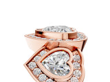 Rose gold Three-Stone Heart Cut Halo Pavé Diamond Ring_8