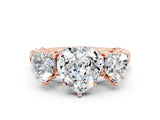 Rose gold Three-Stone Heart Cut Moissanite Braided Band Ring with Four-Prong Setting_12