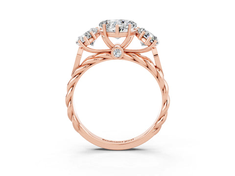 Rose gold Three-Stone Heart Cut Moissanite Braided Band Ring with Four-Prong Setting_15