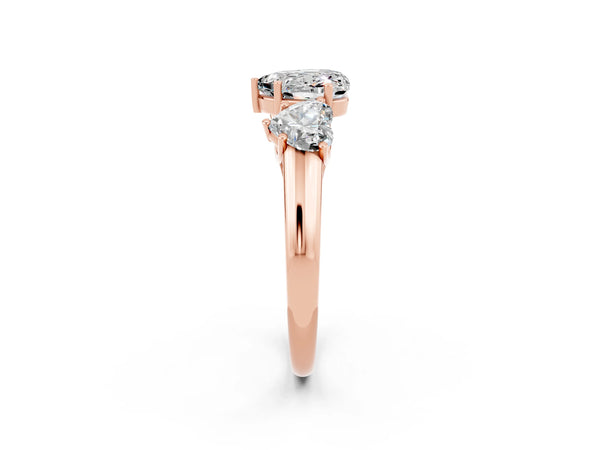Rose gold Three-Stone Heart Cut Moissanite Engagement Ring with Prong Setting