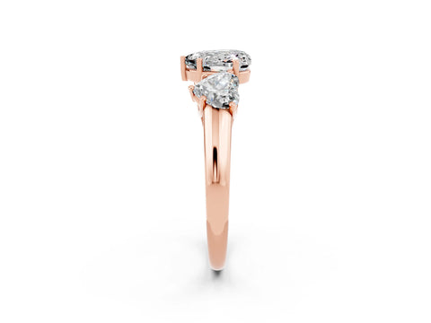 Rose gold Three-Stone Heart Cut Moissanite Engagement Ring with Prong Setting_2