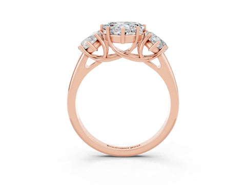 Rose gold Three-Stone Heart Cut Moissanite Engagement Ring with Prong Setting_3