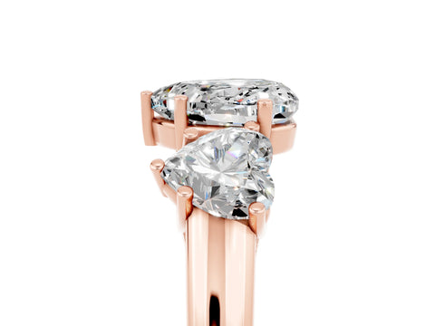 Rose gold Three-Stone Heart Cut Moissanite Engagement Ring with Prong Setting_5