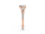 Rose gold Three-Stone Heart Cut Moissanite Pavé Band with Four-Prong Setting_2