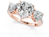 Rose gold Three-Stone Heart Cut Moissanite Ring with Pavé Band and Prong Setting_13