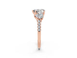 Rose gold Three-Stone Heart Cut Moissanite Ring with Pavé Band and Prong Setting_14