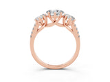 Rose gold Three-Stone Heart Cut Moissanite Ring with Pavé Band and Prong Setting_15