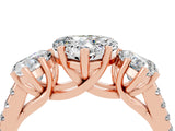 Rose gold Three-Stone Heart Cut Moissanite Ring with Pavé Band and Prong Setting_16