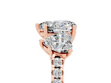Rose gold Three-Stone Heart Cut Moissanite Ring with Pavé Band and Prong Setting_17