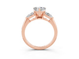 Rose gold Three-Stone Heart Cut Moissanite Ring with Pear Side Stones and Four-Prong Setting_3