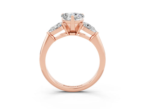 Rose gold Three-Stone Heart Cut Moissanite Ring with Pear Side Stones and Four-Prong Setting_3