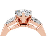 Rose gold Three-Stone Heart Cut Moissanite Ring with Pear Side Stones and Four-Prong Setting_4