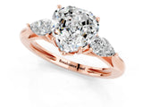 Rose gold Three-Stone Heart Cut Moissanite Ring with Pear  Side Stones in Four-Prong Setting_13