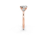 Rose gold Three-Stone Heart Cut Moissanite Ring with Pear  Side Stones in Four-Prong Setting_14
