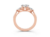 Rose gold Three-Stone Heart Cut Moissanite Ring with Pear  Side Stones in Four-Prong Setting_15