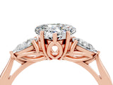 Rose gold Three-Stone Heart Cut Moissanite Ring with Pear  Side Stones in Four-Prong Setting_16