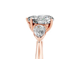 Rose gold Three-Stone Heart Cut Moissanite Ring with Pear  Side Stones in Four-Prong Setting_17
