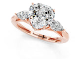 Rose gold Three-Stone Heart Cut Moissanite Ring with Pear  Side Stones in Four-Prong Setting_37
