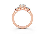 Rose gold Three-Stone Heart Cut Moissanite Ring with Pear  Side Stones in Four-Prong Setting_39